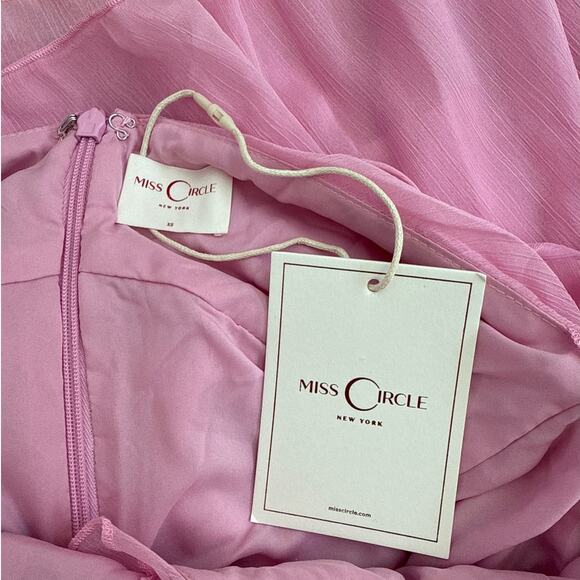 Miss Circle Chiffon Wrap Mini Dress Odelle Crinkle Size XS in Pink - Picture 4 of 7